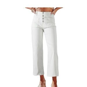NWOT Winter White Stretchy Pull On Wide Leg Pants Jean Style Size 18